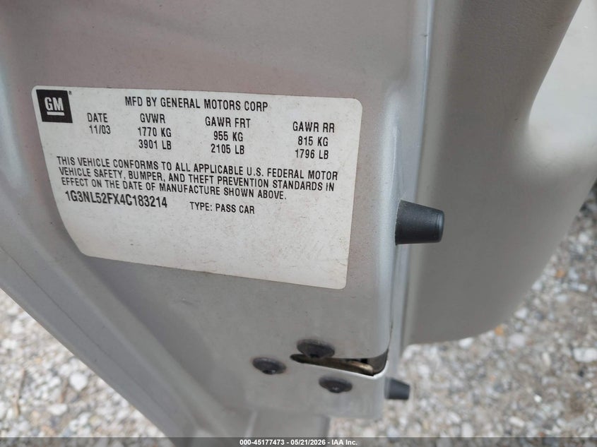 2004 Oldsmobile Alero Gl1 VIN: 1G3NL52FX4C183214 Lot: 45177473