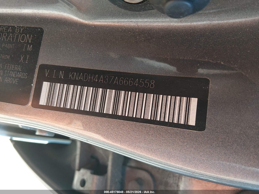 2010 Kia Rio Lx VIN: KNADH4A37A6664558 Lot: 45178048