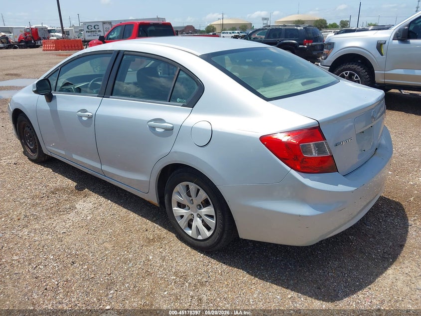 2012 Honda Civic 1.8 Lx silver Lot 111045178397 Vin 2HGFB2F52CH555844
