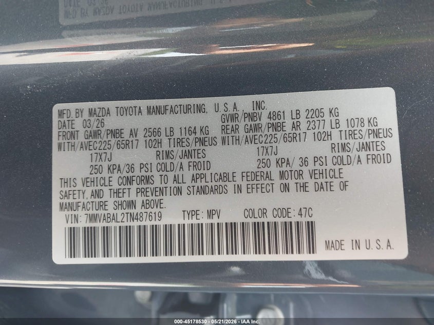 2026 Mazda Cx-50 2.5 S Select VIN: 7MMVABAL2TN487619 Lot: 45178530