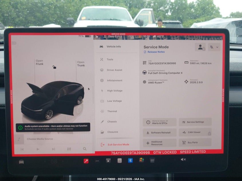 2026 TESLA MODEL Y ELECTRIC(VIN: 7SAYGDEE9TA390998