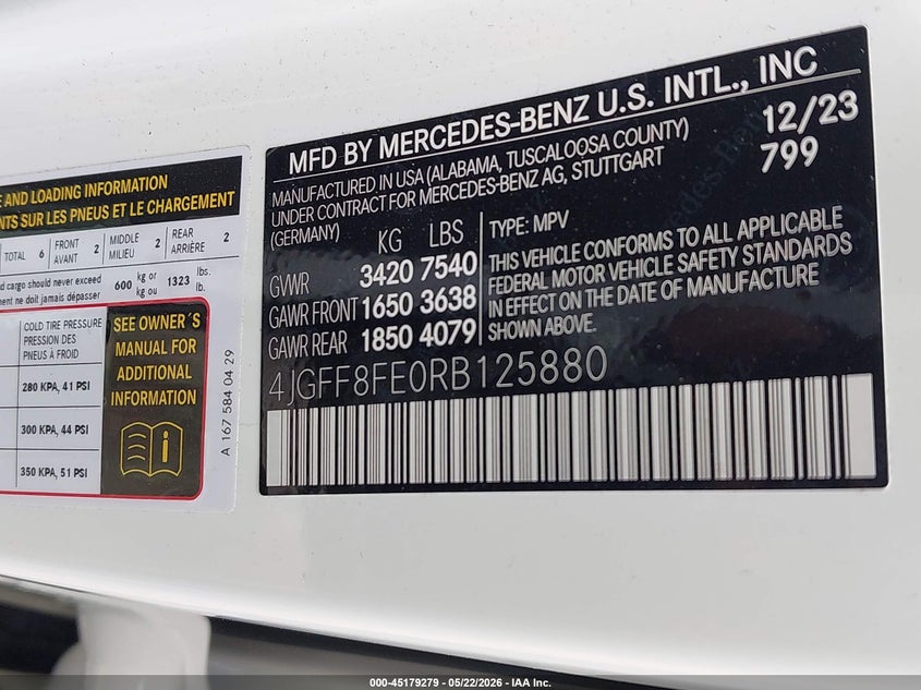 2024 Mercedes-Benz Gls 580 4Matic VIN: 4JGFF8FE0RB125880 Lot: 45179279