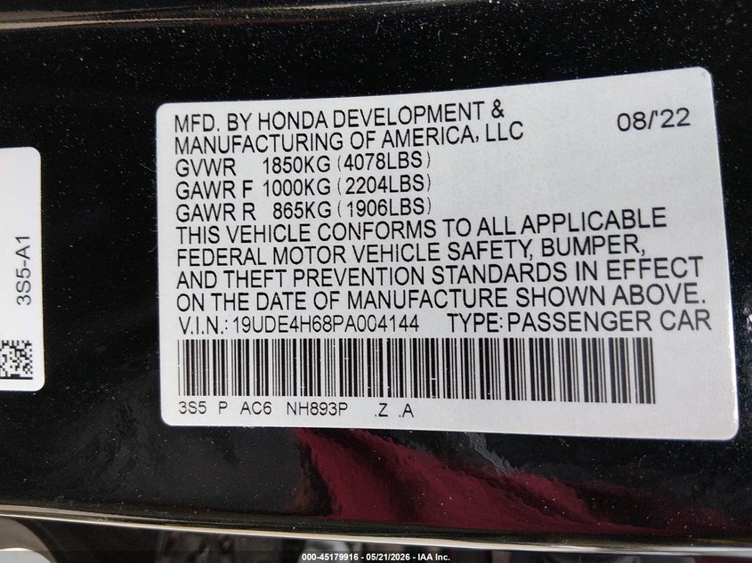 2023 Acura Integra A-Spec Technology VIN: 19UDE4H68PA004144 Lot: 45179916