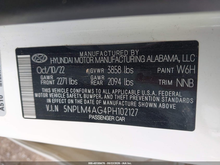 VIN 5NPLM4AG4PH102127 2023 HYUNDAI ELANTRA SEL