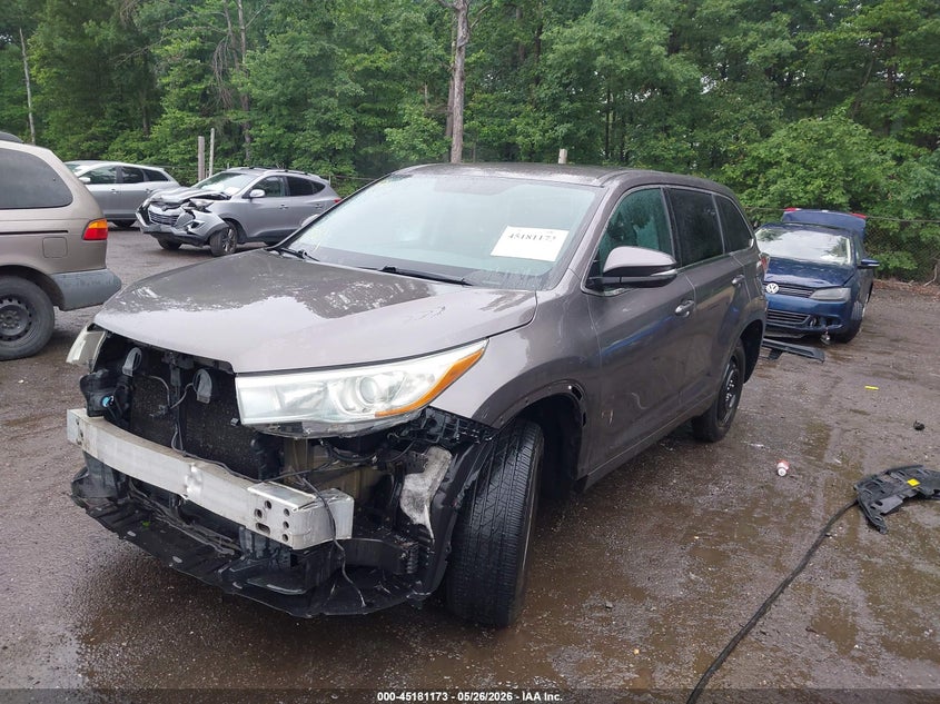 Vin: 5tdzkrfh8gs125774, lot: 45678885, toyota highlander le plus v6 20162