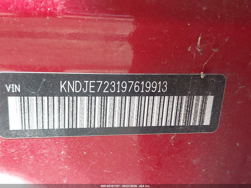 2009 Kia Sportage Ex V6 VIN: KNDJE723197619913 Lot: 45181191