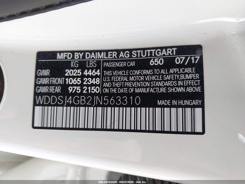 2018 Mercedes-Benz Cla 250 4Matic VIN: WDDSJ4GB2JN563310 Lot: 45182429