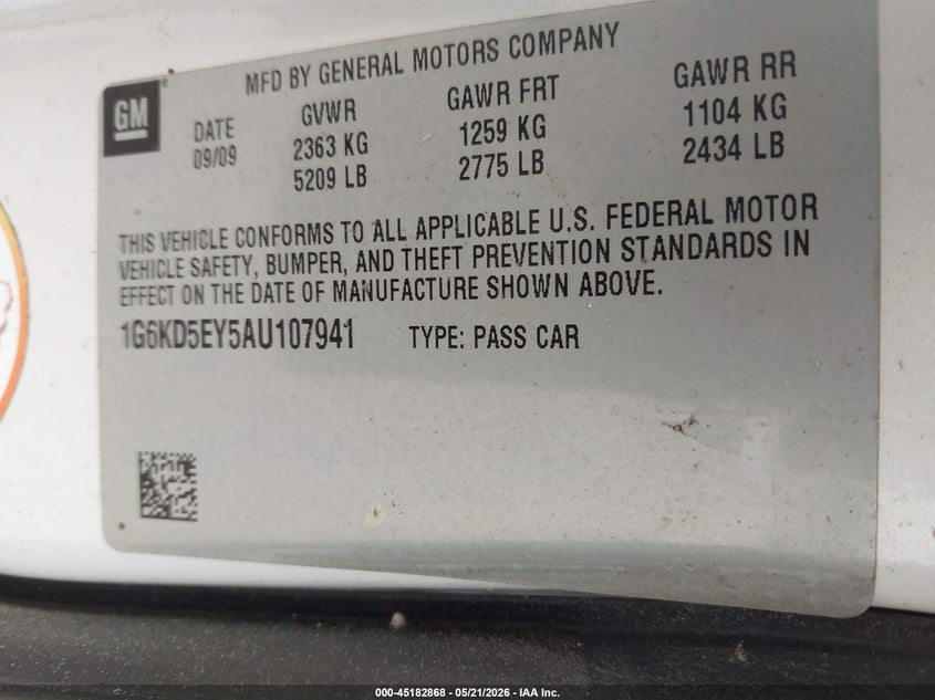 2010 Cadillac Dts Luxury Collection VIN: 1G6KD5EY5AU107941 Lot: 45182868
