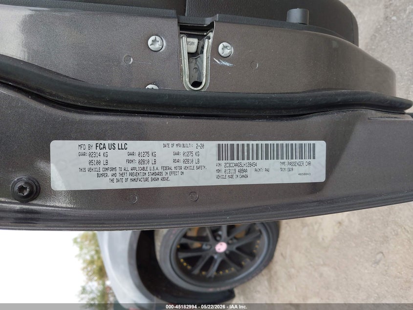 CHRYSLER 300 2020 VIN 2C3CCAAG5LH128454