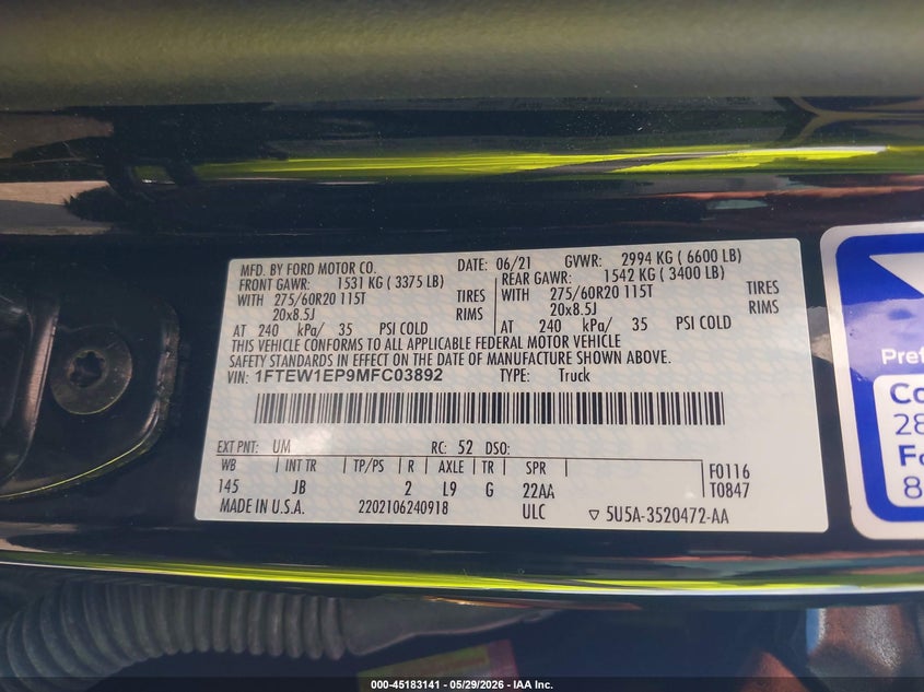 2021 FORD F-150 XL — Photo 9