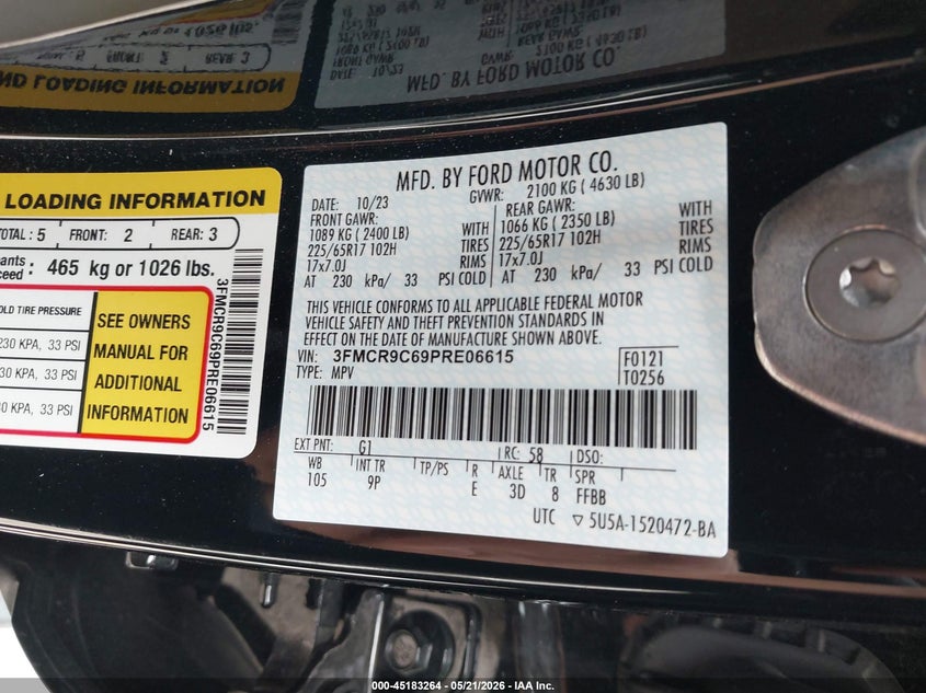 2023 Ford Bronco Sport Outer Banks VIN: 3FMCR9C69PRE06615 Lot: 45183264