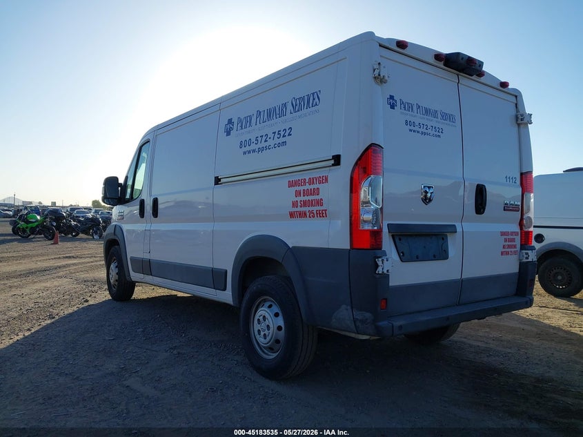 Vin: 3c6trvagxhe500298, lot: 45681247, ram promaster 1500 low roof 136 wb 20173