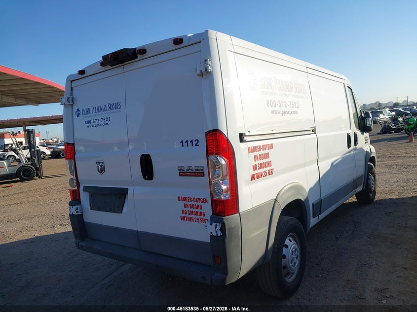 Vin: 3c6trvagxhe500298, lot: 45681247, ram promaster 1500 low roof 136 wb 20174