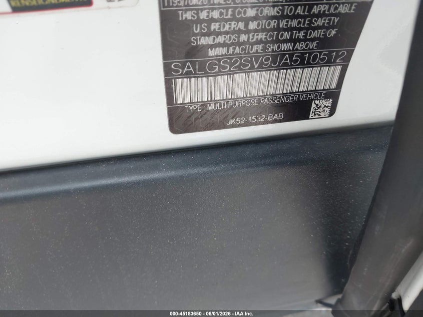2018 Land Rover Range Rover 3.0L V6 Supercharged Hse VIN: SALGS2SV9JA510512 Lot: 45183650