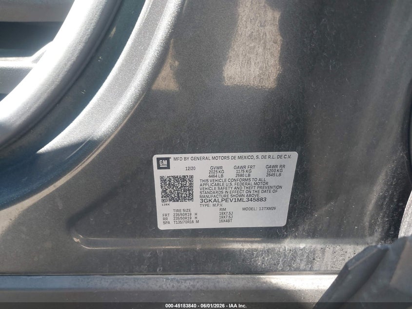 2021 GMC TERRAIN SPORT UTILITY VEHICLE 1.5L I-4 DI, DOHC, VVT, TURBO, 170HP
