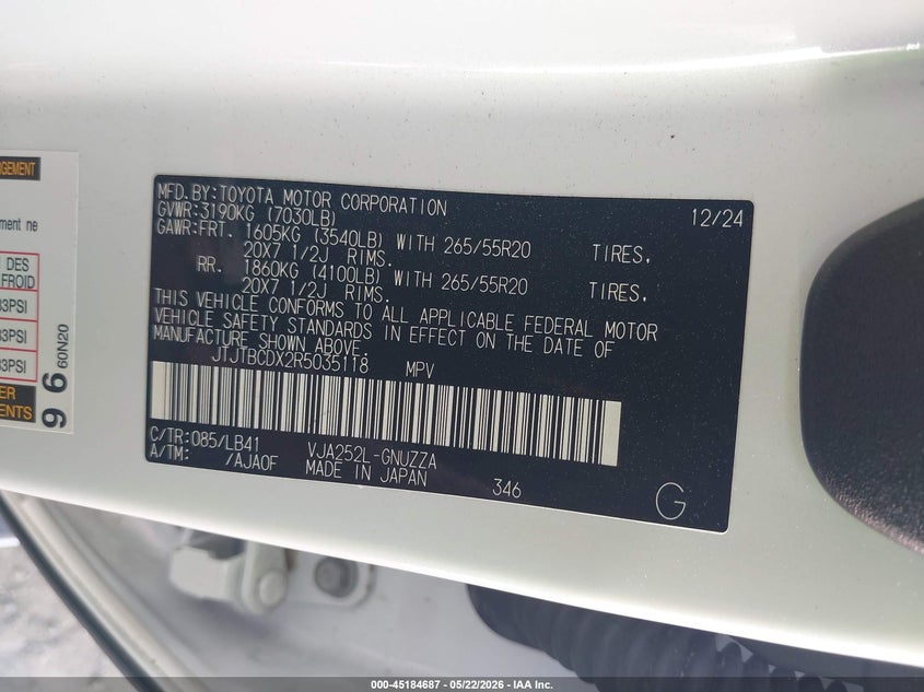 2024 Lexus Gx 550 Premium+ VIN: JTJTBCDX2R5035118 Lot: 45184687