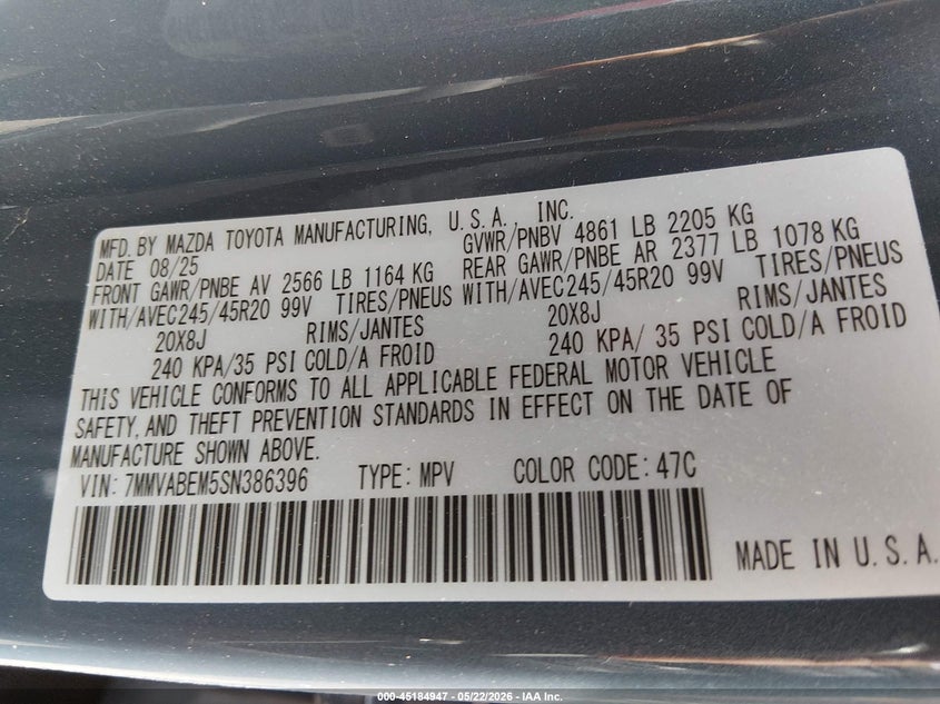2025 MAZDA CX-50 SPORT UTILITY VEHICLE 2.5L I-4 DI, DOHC, VVT, 187HP