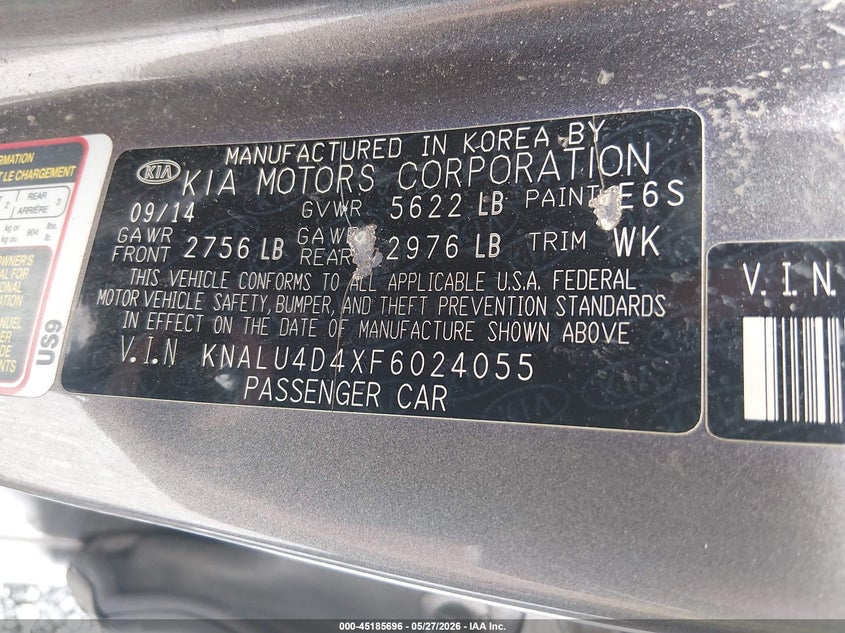 2015 Kia K900 Premium VIN: KNALU4D4XF6024055 Lot: 45185696
