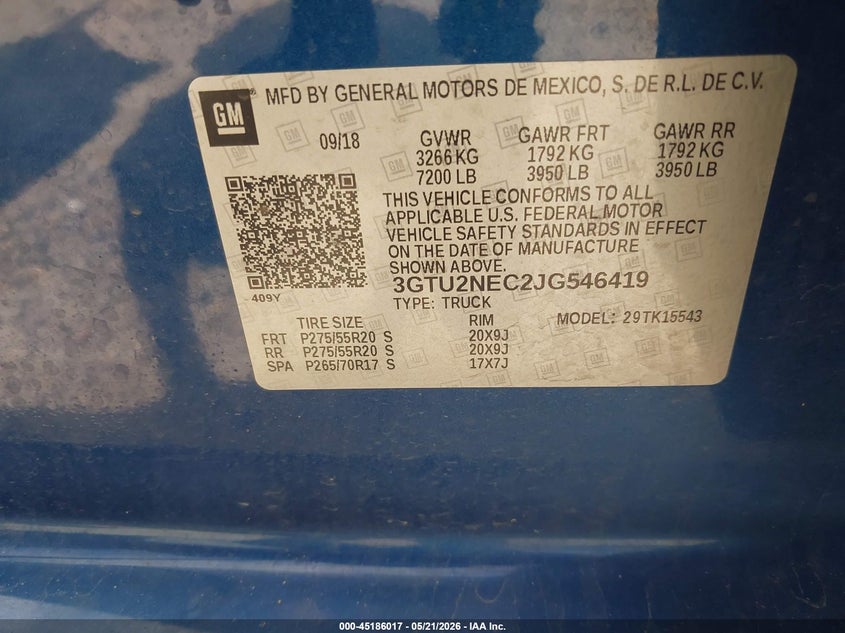 2018 GMC SIERRA TRUCK 5.3L V-8 DI, VVT, 355HP