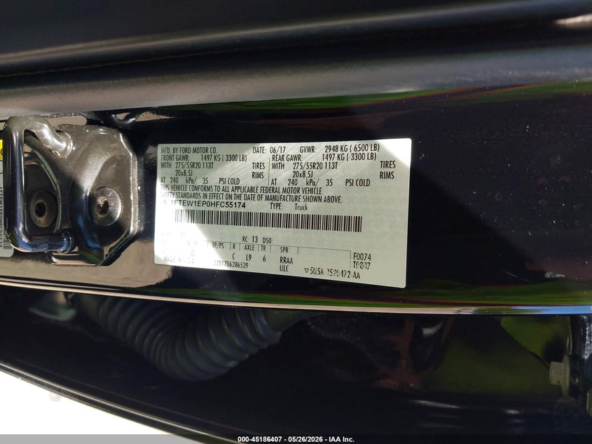 FORD F-150 2017 VIN 1FTEW1EP0HFC55174