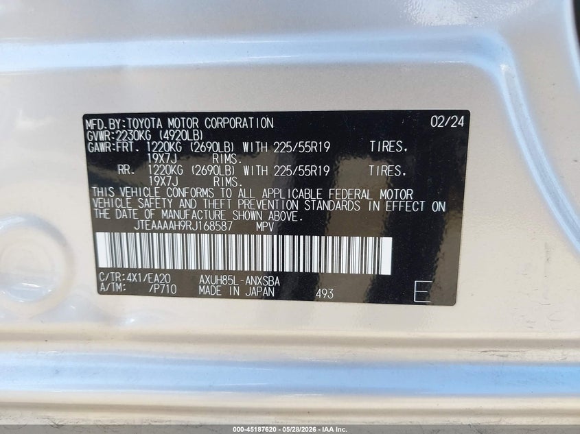 2024 Toyota Venza Limited VIN: JTEAAAAH9RJ168587 Lot: 45187620