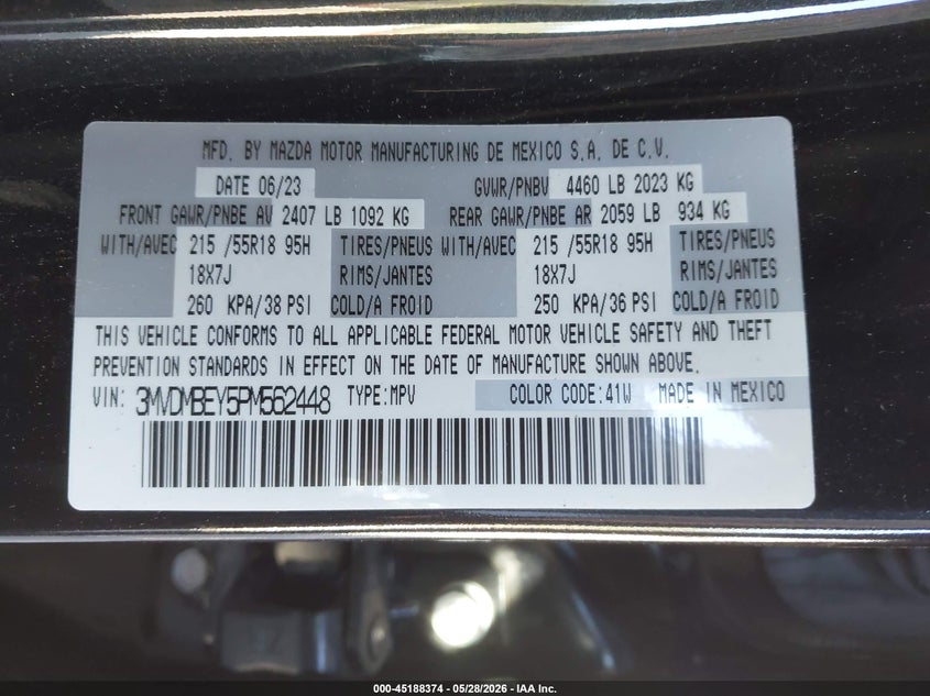 2023 Mazda Cx-30 2.5 Turbo Premium Plus VIN: 3MVDMBEY5PM562448 Lot: 45188374