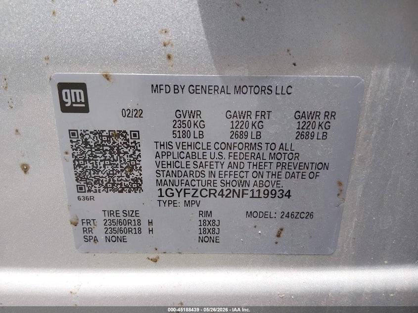 2022 Cadillac Xt4 Fwd Premium Luxury VIN: 1GYFZCR42NF119934 Lot: 45188439