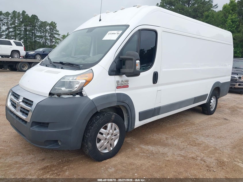 Vin: 3c6urvjgxhe530115, lot: 45686390, ram promaster 3500 cargo van high roof 159 wb ext 20172