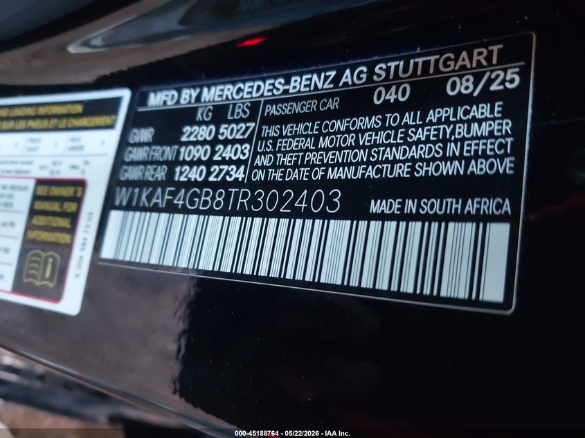 2026 MERCEDES-BENZ C-KLASSE SEDAN 2.0L I-4 DI, DOHC, VVT, TURBO, 255HP