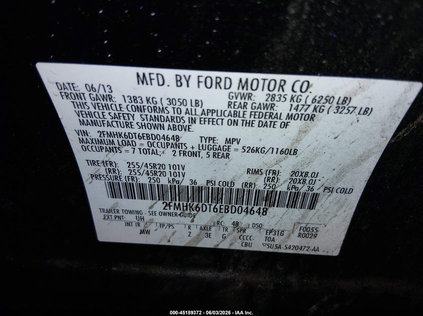 2014 Ford Flex Limited VIN: 2FMHK6DT6EBD04648 Lot: 45189372
