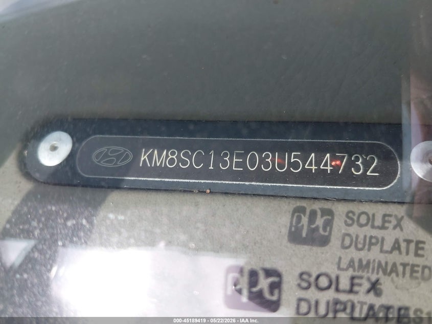 2003 Hyundai Santa Fe Gls/Lx VIN: KM8SC13E03U544732 Lot: 45189419