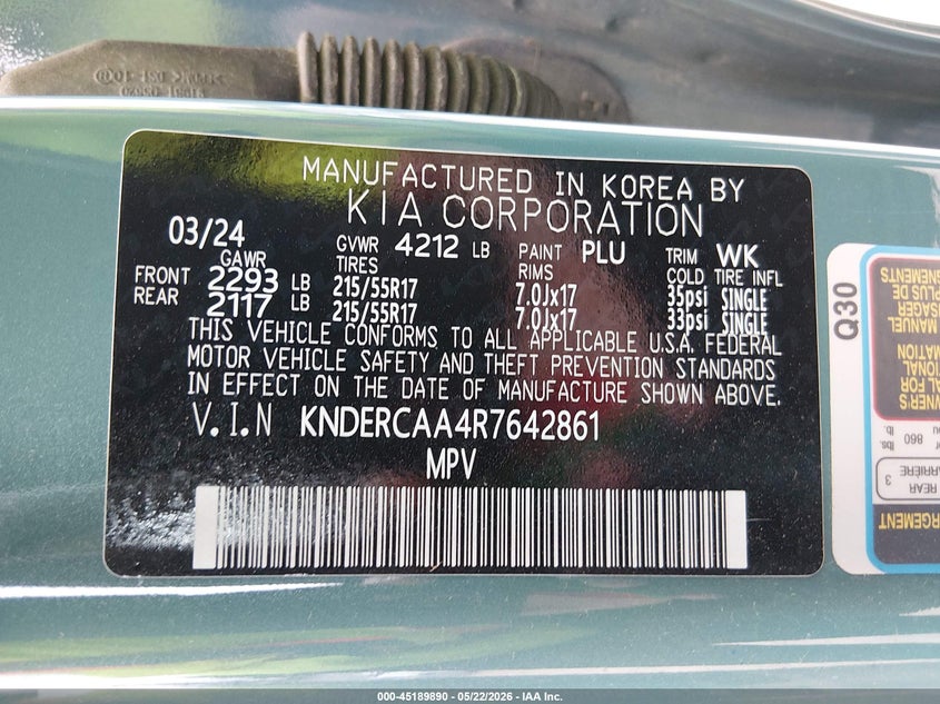 2024 Kia Seltos Ex VIN: KNDERCAA4R7642861 Lot: 45189890
