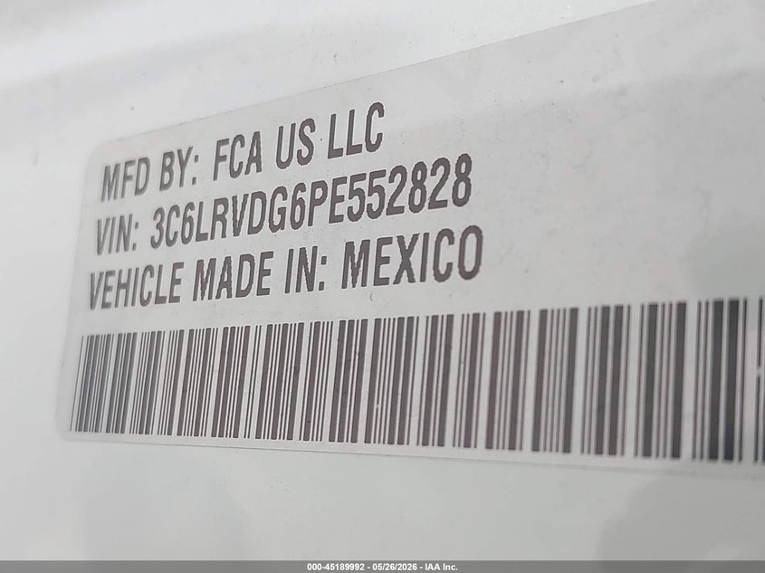 2023 Ram Promaster 2500 High Roof 159 Wb VIN: 3C6LRVDG6PE552828 Lot: 45189992