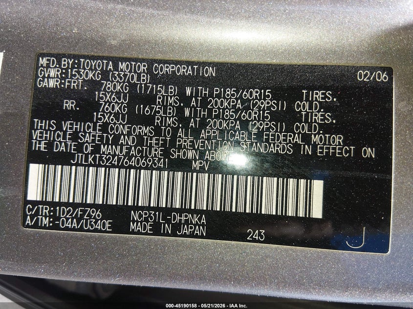 2006 Scion Xb VIN: JTLKT324764069341 Lot: 45190158