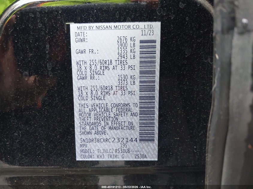 VIN 5N1DR3BCXRC232144 2024 NISSAN PATHFINDER SV 4WD