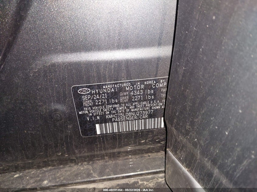 2022 Hyundai Ioniq Plug-In Hybrid Sel VIN: KMHC75LD8NU273977 Lot: 45191354