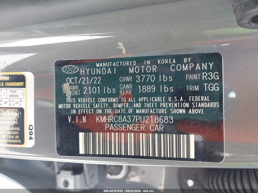 VIN KMHRC8A37PU218683 2023 HYUNDAI VENUE SEL