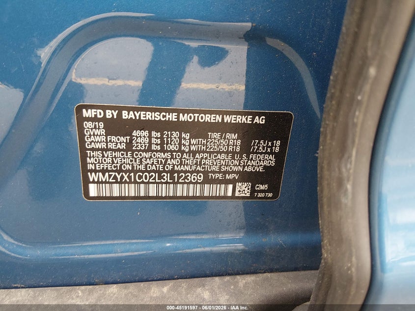2020 Mini Countryman Cooper S VIN: WMZYX1C02L3L12369 Lot: 45191597