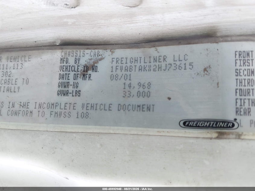 2002 FREIGHTLINER MEDIUM CONVENTIONAL auction photo 8