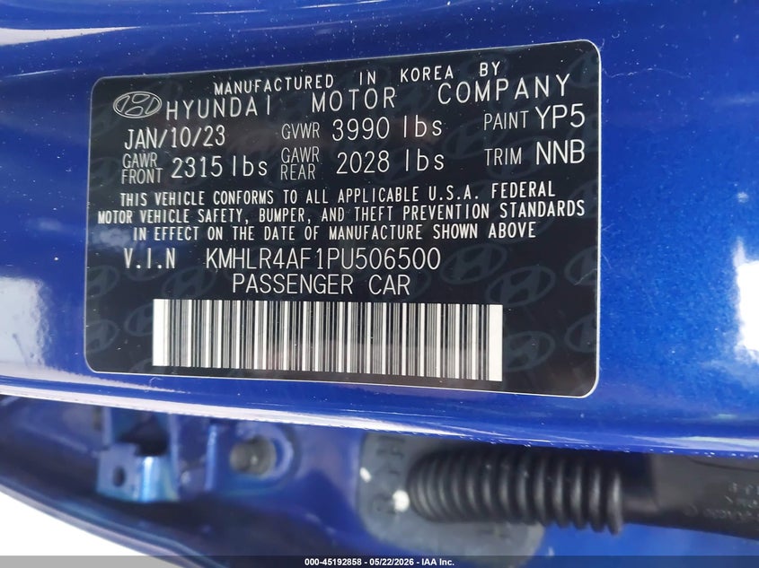 2023 Hyundai Elantra N Line VIN: KMHLR4AF1PU506500 Lot: 45192858
