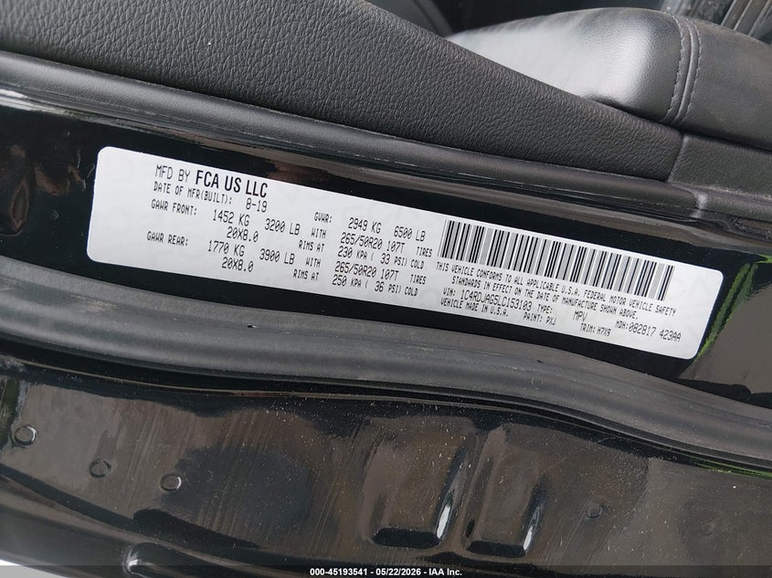 2020 Dodge Durango Sxt Plus Awd VIN: 1C4RDJAG5LC153103 Lot: 45193541