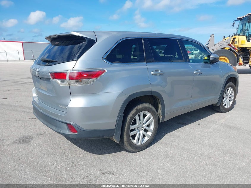 Vin: 5tdbkrfh3fs095762, lot: 45691575, toyota highlander le v6 20154