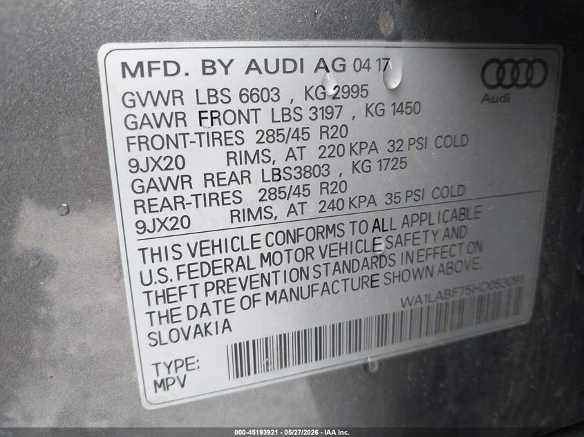 2017 AUDI Q7 3.0T PREMIUM — Фото 9