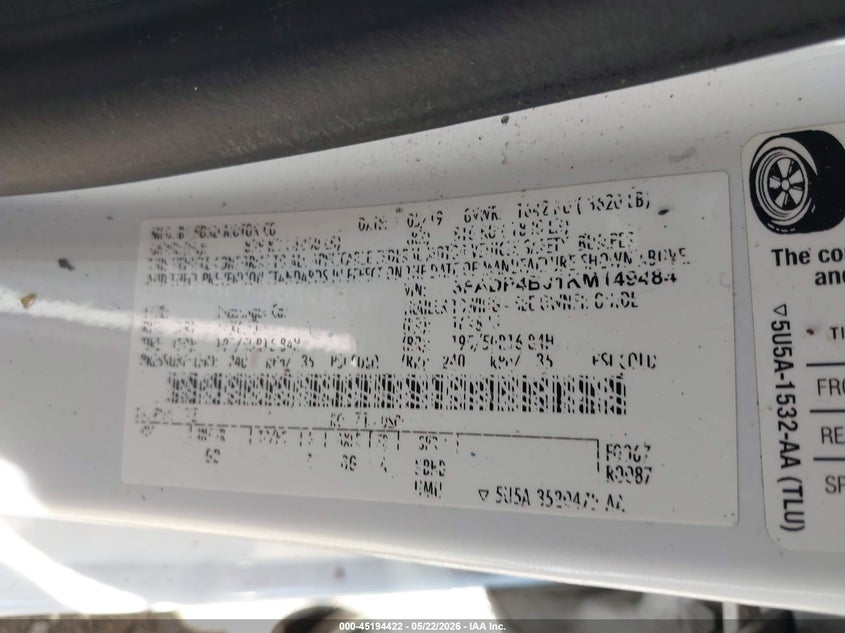 VIN 3FADP4BJ1KM149484 2019 FORD FIESTA SE