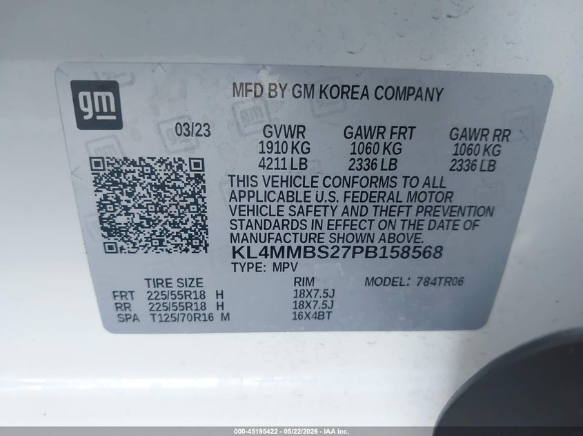 2023 Buick Encore Gx Preferred Fwd VIN: KL4MMBS27PB158568 Lot: 45195422