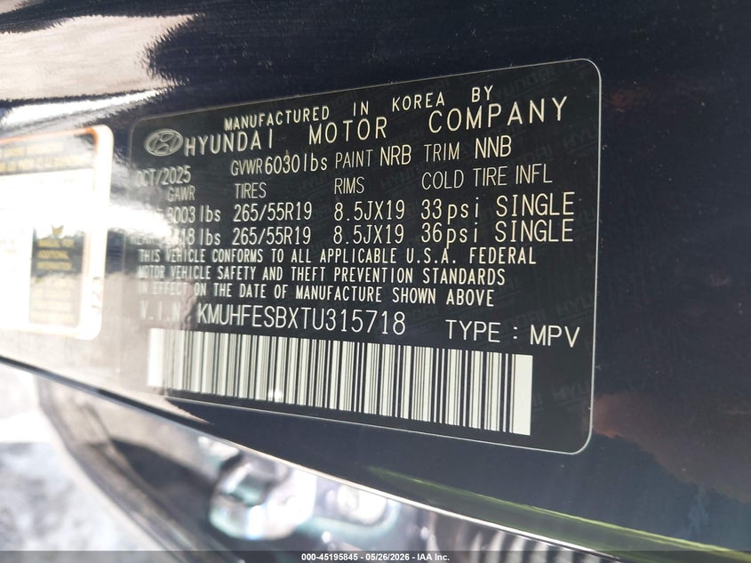 2026 Genesis Gv80 2.5T Awd VIN: KMUHFESBXTU315718 Lot: 45195845