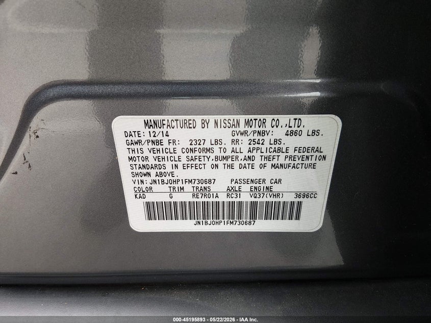 2015 Infiniti Qx50 Journey VIN: JN1BJ0HP1FM730687 Lot: 45195893