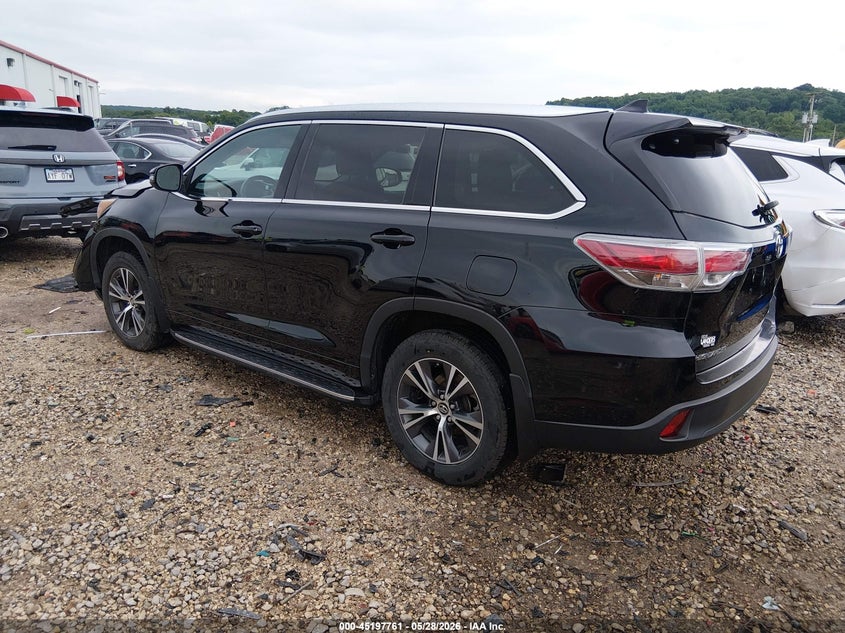 Vin: 5tdkkrfh1gs152090, lot: 45695488, toyota highlander xle v6 20163