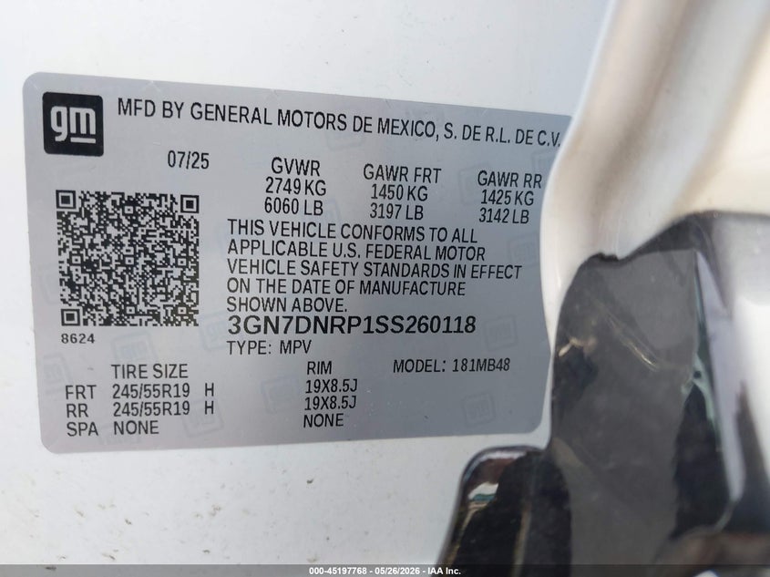 VIN 3GN7DNRP1SS260118 2025 CHEVROLET EQUINOX EV LT 2