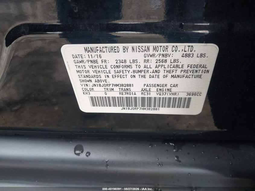 2017 Infiniti Qx50 VIN: JN1BJ0RP7HM382881 Lot: 45198391